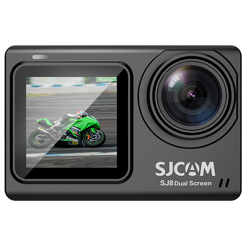 Экшн камера SJCam SJ8 Dual Screen черная с креплением, цифровым стабилизатором, водонепроницаемая 4K Ultra HD на шлем, голову, грудь, велосипед экшн камера sjcam sj8 pro small box 12мп 3840x2160 черный