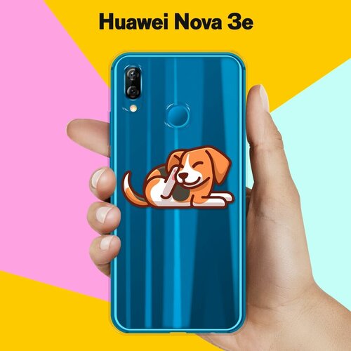 Силиконовый чехол Бигль на Huawei Nova 3e силиконовый чехол на huawei nova 3e узор из такс для хуавей нова 3е