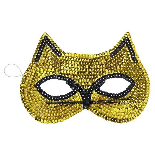 фото Карнавальная маска «кошечка», с пайетками, цвет золотой сима-ленд
