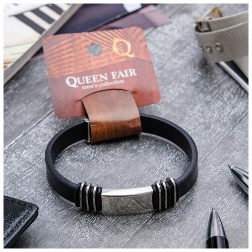 Браслет Queen Fair, металл, размер 23 см, черный браслет queen fair металл эмаль размер 23 см черный