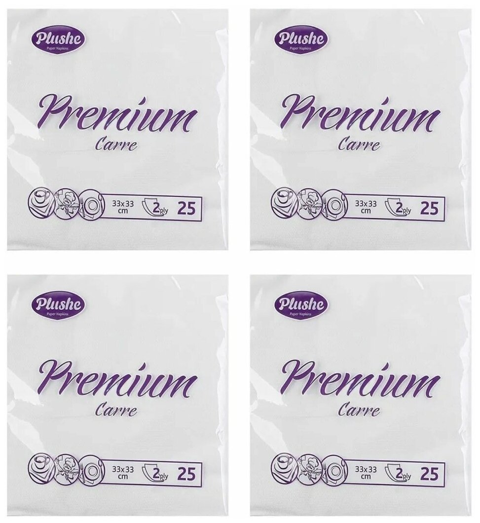 Салфетки бумажные Plushe premium carre 2 сл, 25 лист, белый, рамочное - фотография № 2