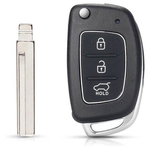 Корпус ключа зажигания для Хендай Hyundai ix35, Santa Fe, Солярис Solaris, Sonata, Tucson, лезвие HU20R, 3 кнопки