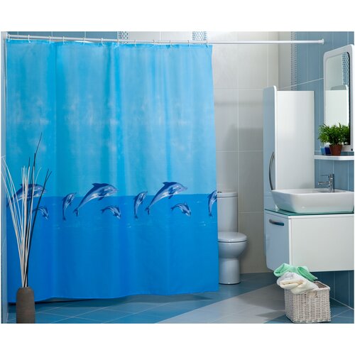 Штора для ванной MIRANDA WHALE 180*200см(голубой)