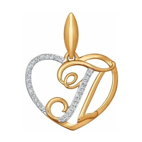 фото Подвеска diamant online, золото, 585 проба, фианит, размер 1.6 см.