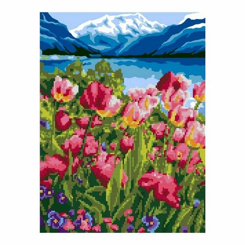 Алмазная мозаика, 30 × 40 см, частичное заполнение «Тюльпаны»