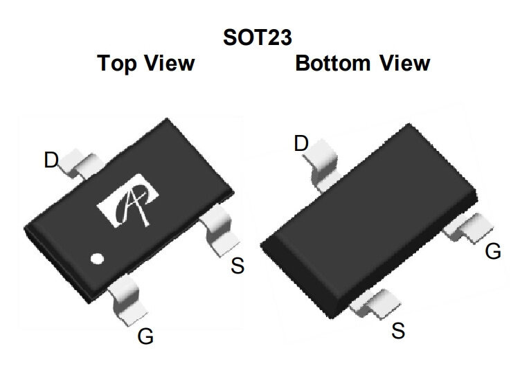 Микросхема AO3404A N-Channel MOSFET 30V 5A SOT23-3