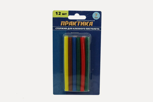 Изображение товара Клей ПРАКТИКА для термопистолета 7х100мм 12 шт. цветной