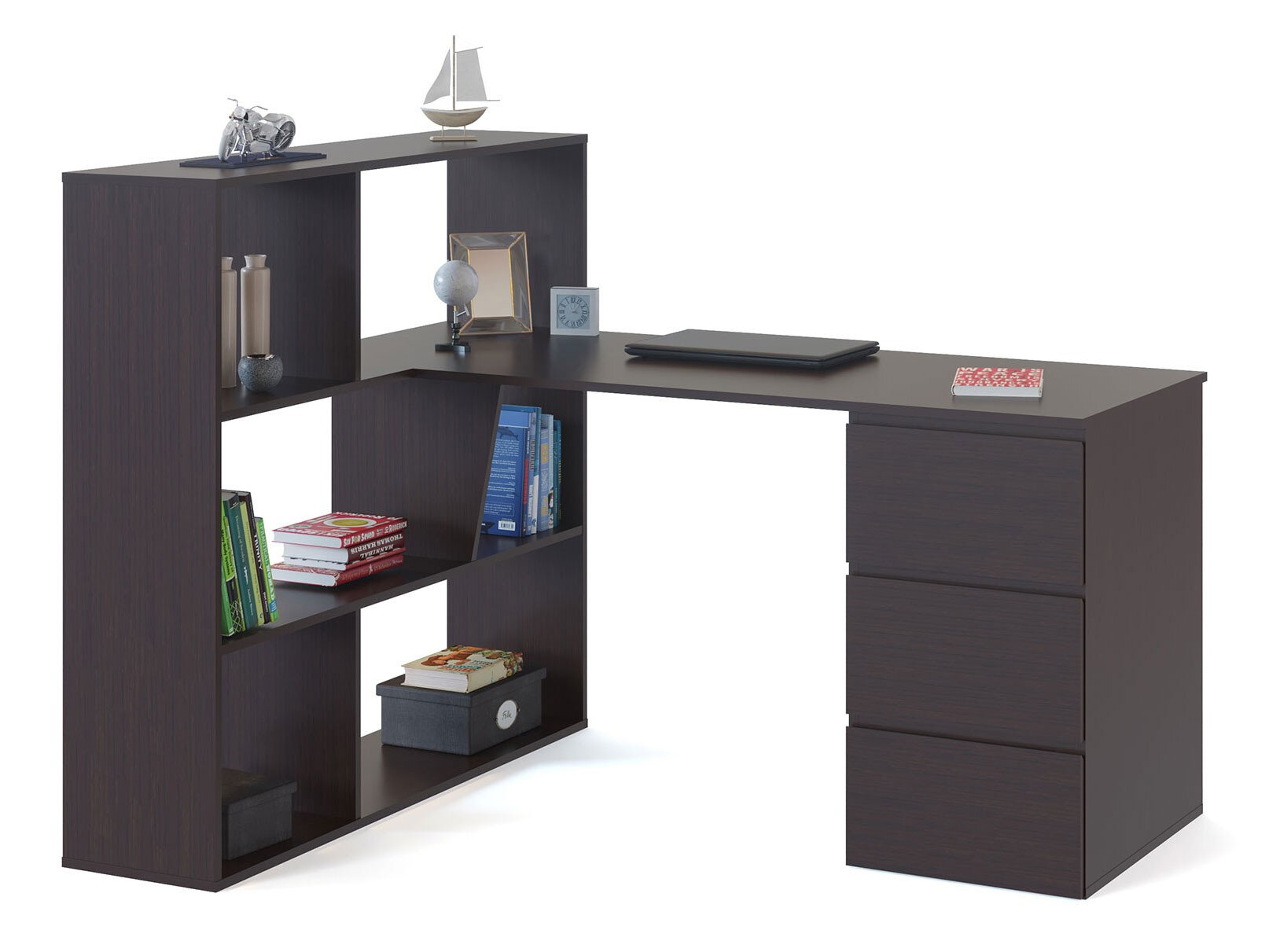 Письменный стол СПМ-20, цвет венге, ШхГхВ 149,4х120х112,2 см.