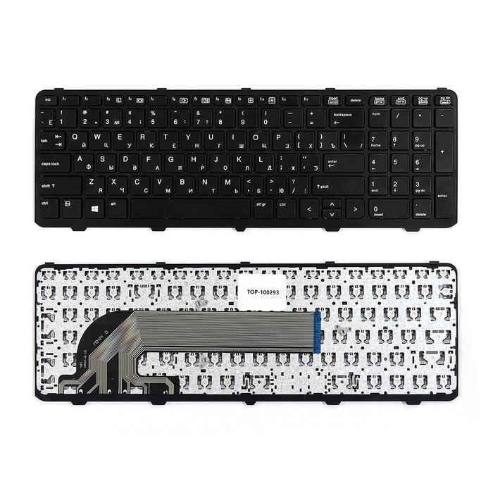 Клавиатура для ноутбука HP Probook 450 G0, 450 G1, 455 G1, 470 G0, 470 G1 Series. Плоский Enter. Черная, с черной рамкой. 90.4ZA07.L0R.