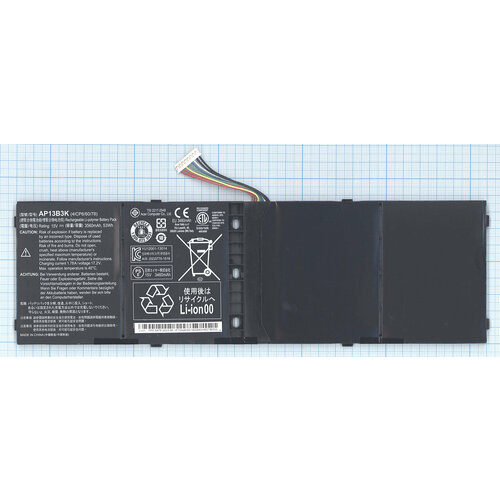 Аккумулятор для ноутбука Acer Aspire V7-482 (AP13B3K) 15V 3560mAh 53Wh аккумуляторная батарея iqzip для ноутбука acer aspire v7 482 ap13b3k 15v 3560mah 53wh