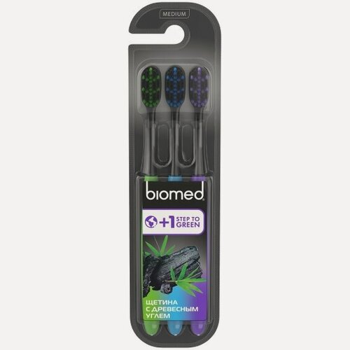 Изображение товара Зубная щетка Biomed Black средние, 3 шт