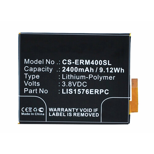 Аккумулятор CS-ERM400SL LIS1576ERPC для Sony Xperia M4 Aqua E2303 3.8V / 2400mAh / 9.12Wh аккумуляторная батарея lis1576erpc для sony xperia m4 aqua e2303