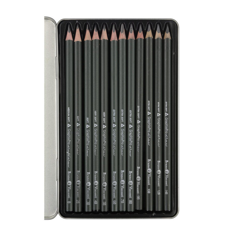Набор чернографитовых карандашей Sketch&Art, 12 штук, B-14B Bruno Visconti - фото №6