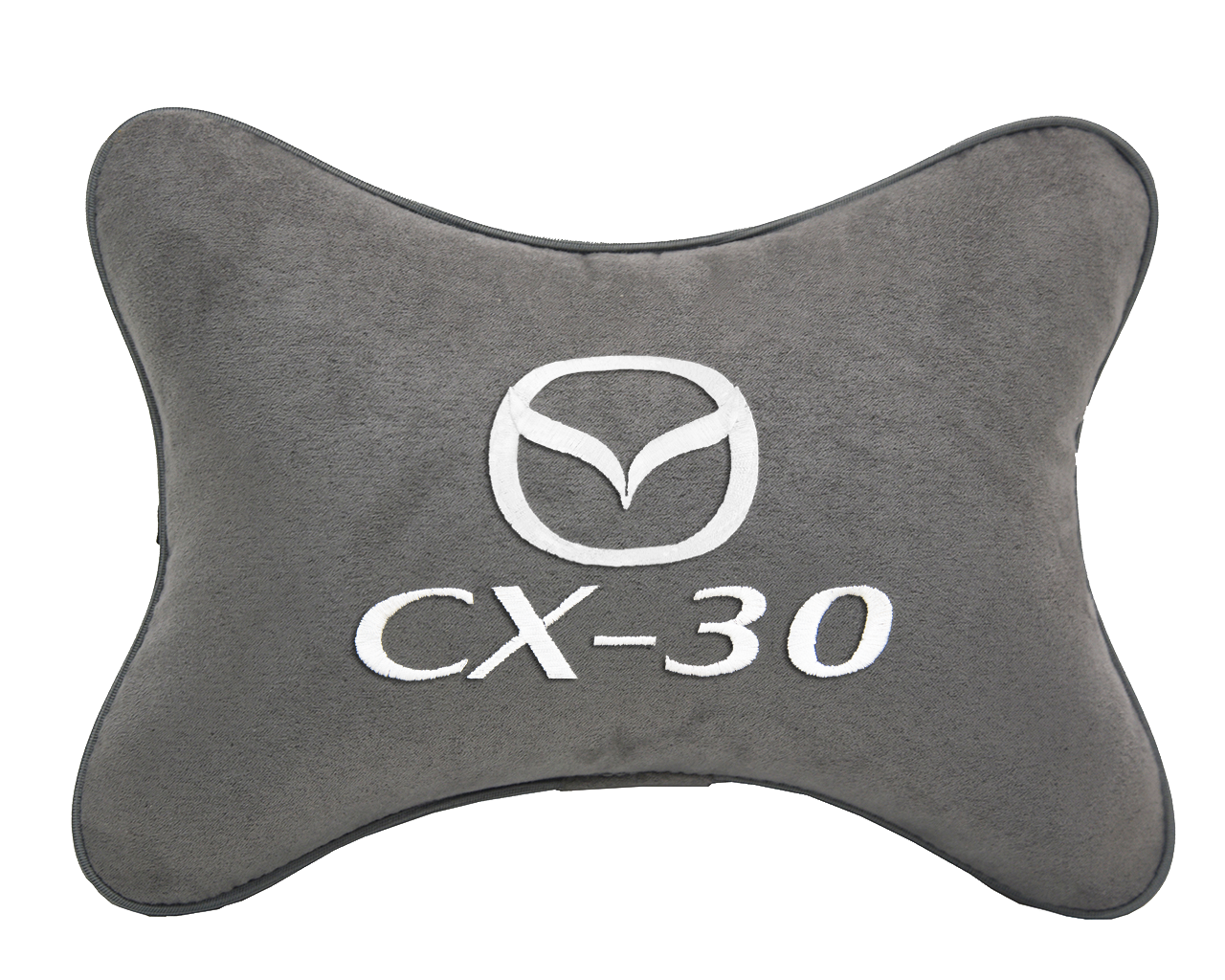 Подушка на подголовник алькантара L.Grey с логотипом автомобиля MAZDA CX-30