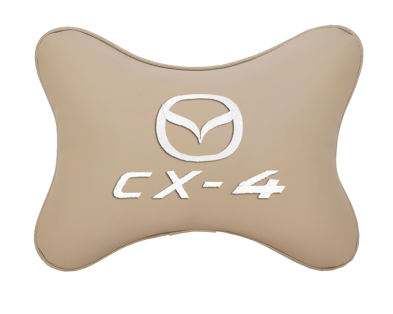 Подушка на подголовник экокожа Beige с логотипом автомобиля MAZDA CX-4