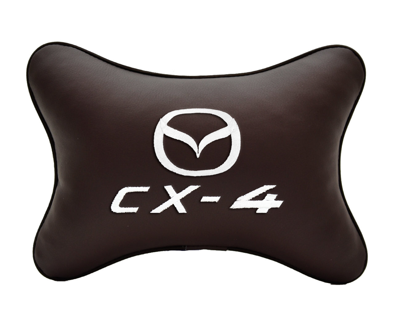 Подушка на подголовник экокожа Coffee с логотипом автомобиля MAZDA CX-4