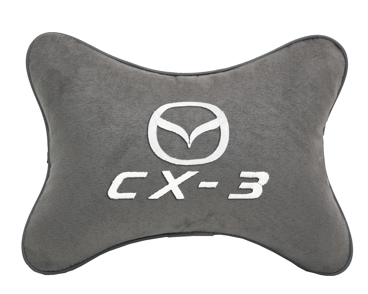 Подушка на подголовник алькантара L.Grey с логотипом автомобиля MAZDA CX-3