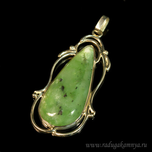 фото Подвеска, нефрит, зеленый кулон нефрит 24*53мм.