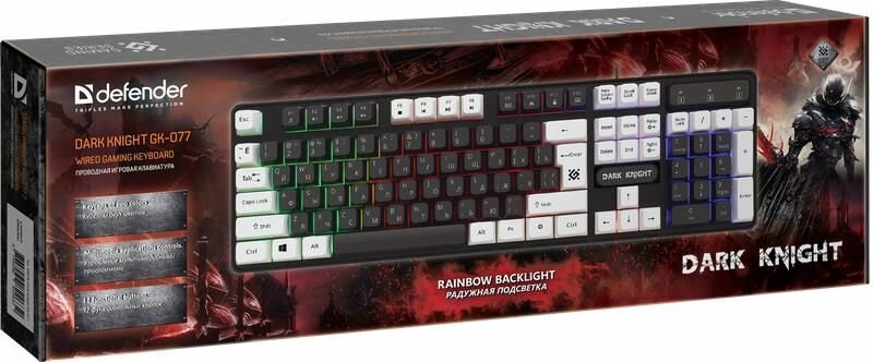 Клавиатура Defender Dark Knight GK-077 (45078), USB, черный/белый — фото 15