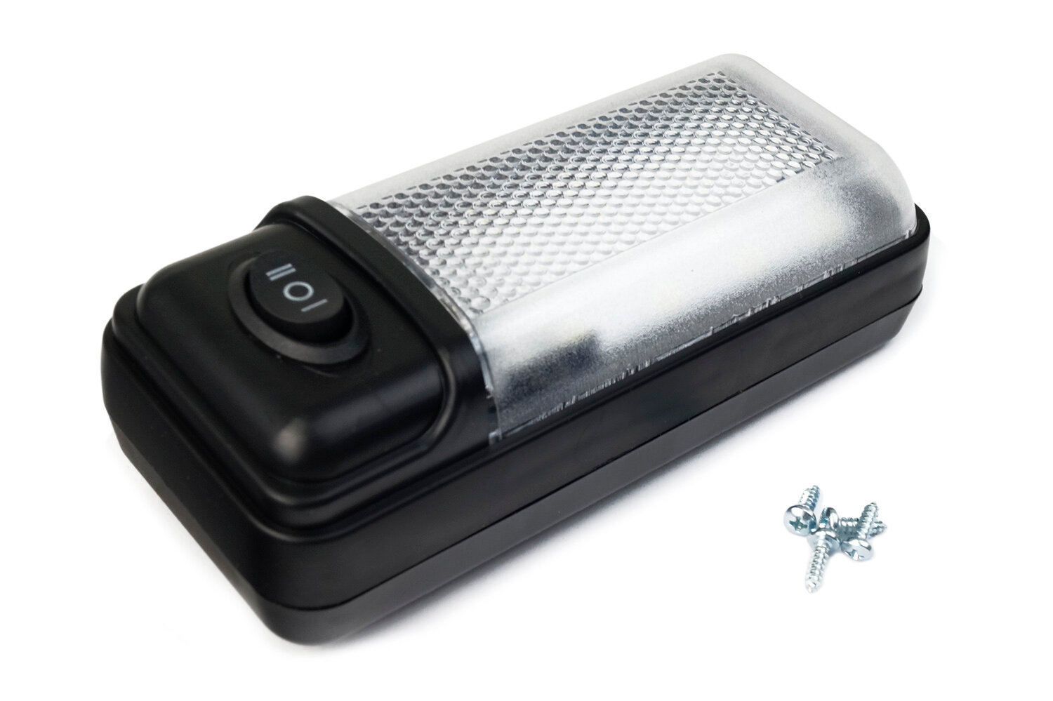 Диодный плафон освещения салона с кнопкой черный корпус на ВАЗ 2108-2115