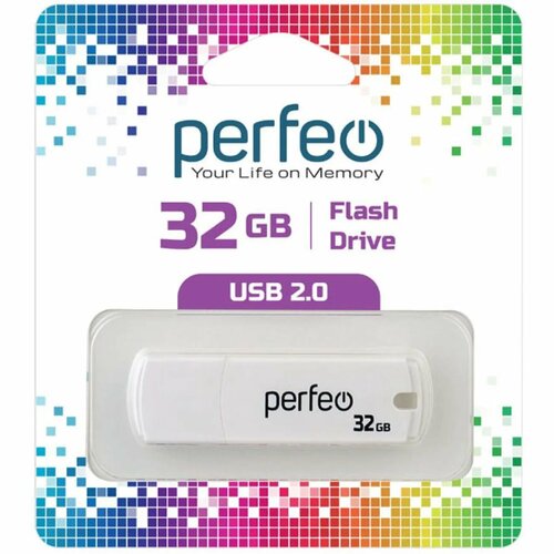 Флешка Perfeo C05 32 Гб белая флэш диск usb perfeo 32gb c05 blue pf c05n032