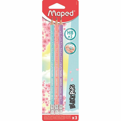 Maped Карандаш чернографитный Black peps pastel набор карандашей чернографитных maped black peps pastel с ластиком hb 3 шт