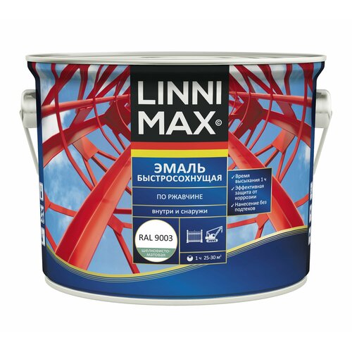 LINNIMAX ALPINA грунт-эмаль быстросохнущая по ржавчине для вннар шелк-мат белый RAL 9003 25 л 4712₽