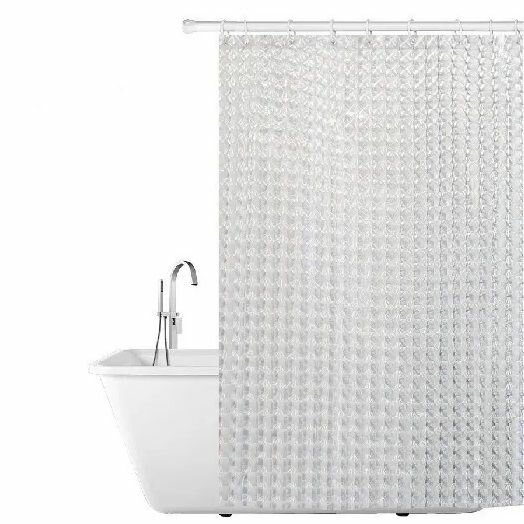 Штора для ванной комнаты с 3D эффектом цвет белый