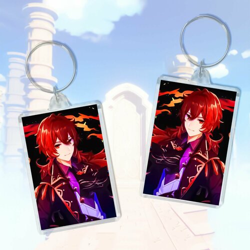 Брелок Брелок геншин, глянцевая фактура, красный