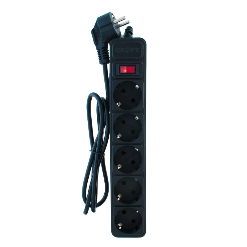 Сетевой фильтр старт С/УД-Ф SP 5x1 ZVT 5р/1,5м 10А/2200Вт черный 1913655