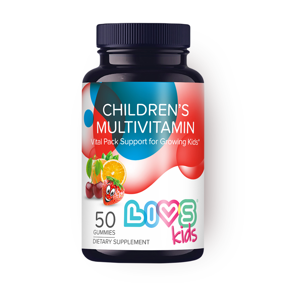 Комплекс мультивитаминов для детей Livs со вкусом клубники, апельсина и вишни мармеладные пастилки, 50 шт.