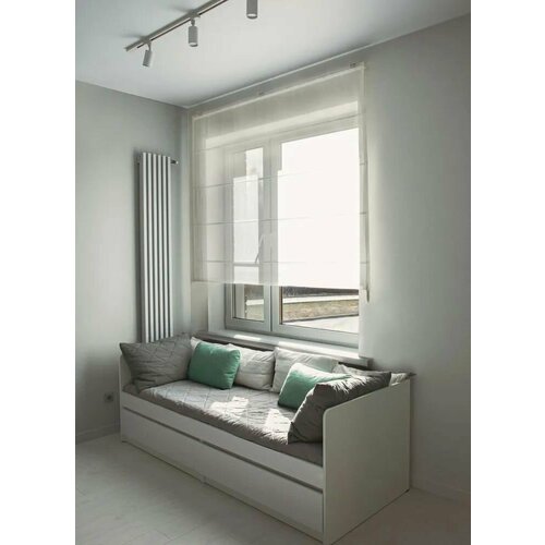 Римские шторы вуаль, Моя Штора, ширина 140 см х высота 140 см, Крем