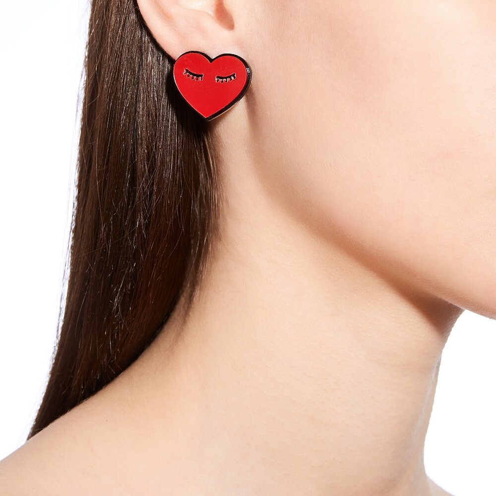 Серьги пусеты MONOLAMA, размер 23 мм, красный — фото 1