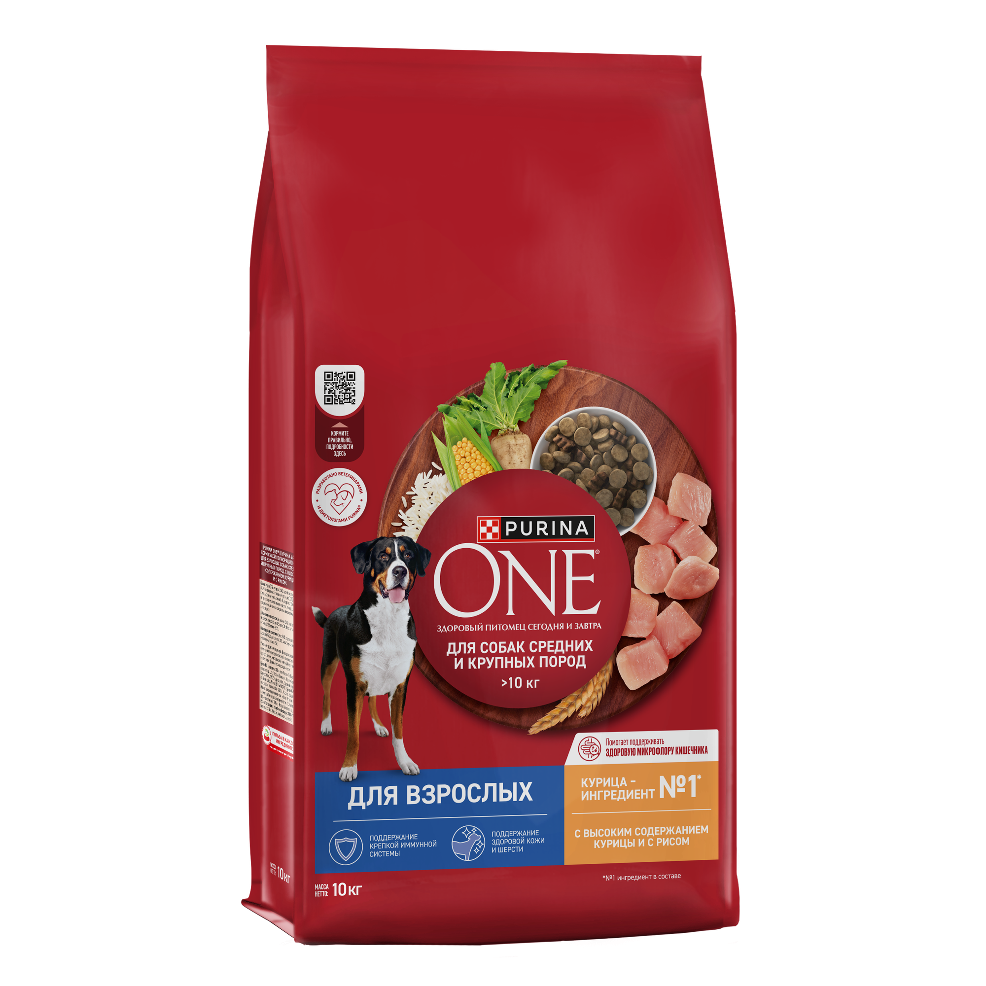 Сухой корм Purina ONE для взрослых собак курица и рис 10кг Пурина — фото 1