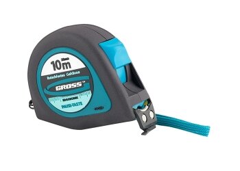 Рулетка Ergonomisch,10 м x 25 мм, магнитный обрезиненный зацеп GROSS