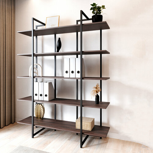 Дизайнерский Металлический Стеллаж лофт LIBRON 5 полок (175х134х34) Дуб Ниагара