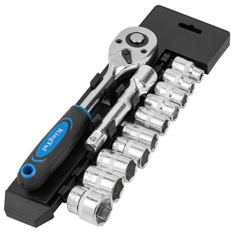 Набор головок с трещоткой и удлинителем 12 предметов 1/2' (6-гранные) в пластиковом держателе KINGTUL