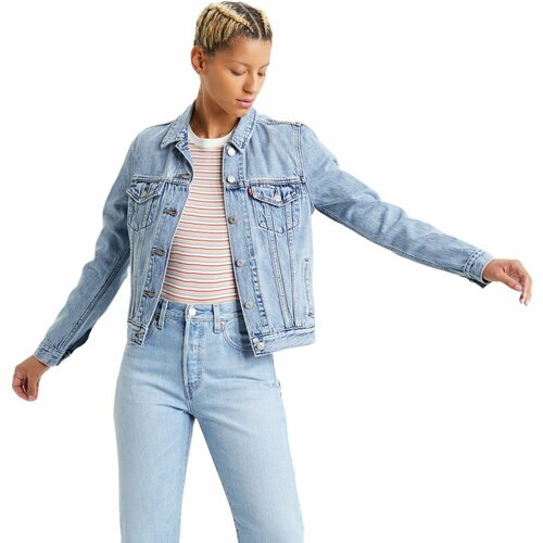 фото Джинсовая куртка levi's women original trucker jacket, размер xxs, голубой
