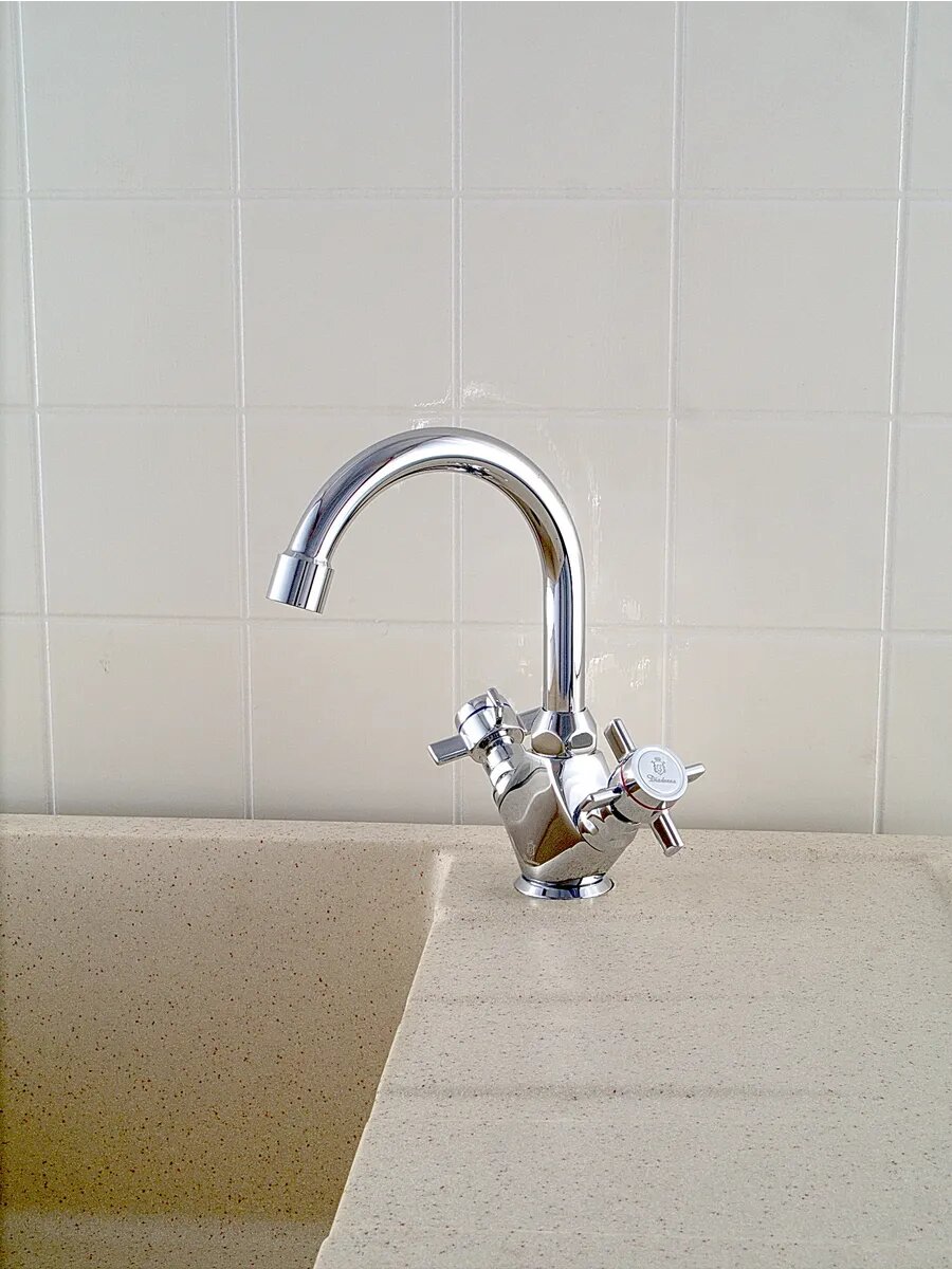 Смеситель Diadonna, для кухни, высокий излив, латунь, гибкий подвод, хром — фото 1