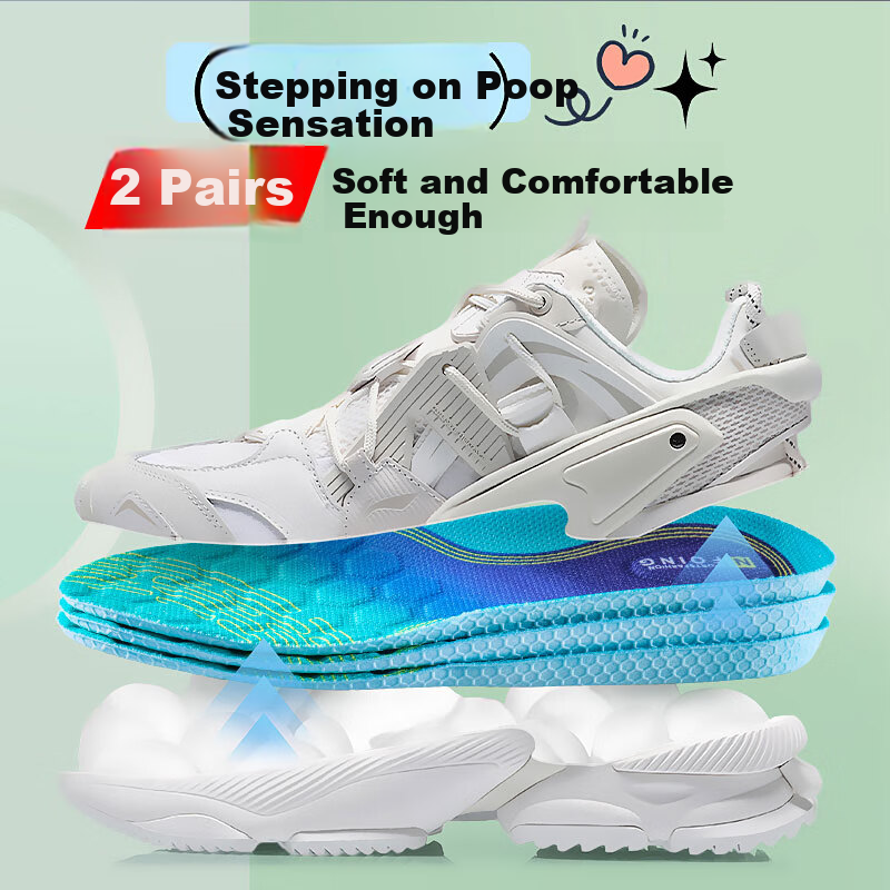 IQGD 2 Pairs of Sports Insoles for Men with Soft Elasticity, Artemisia Absinthium for Odor Control, Breathable and Shock Absorbing Military Training 6084 2 Pairs, Blue, Size 43-44