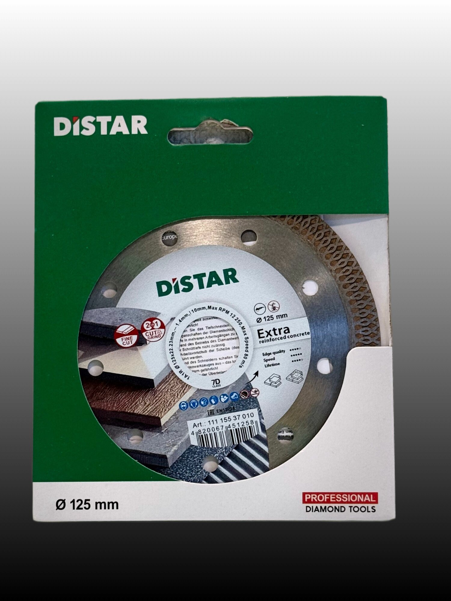 Диск алмазный DISTAR Extra Hard Ceramics для гранита/керамики/мрамора сухой/мокрый рез 125 мм