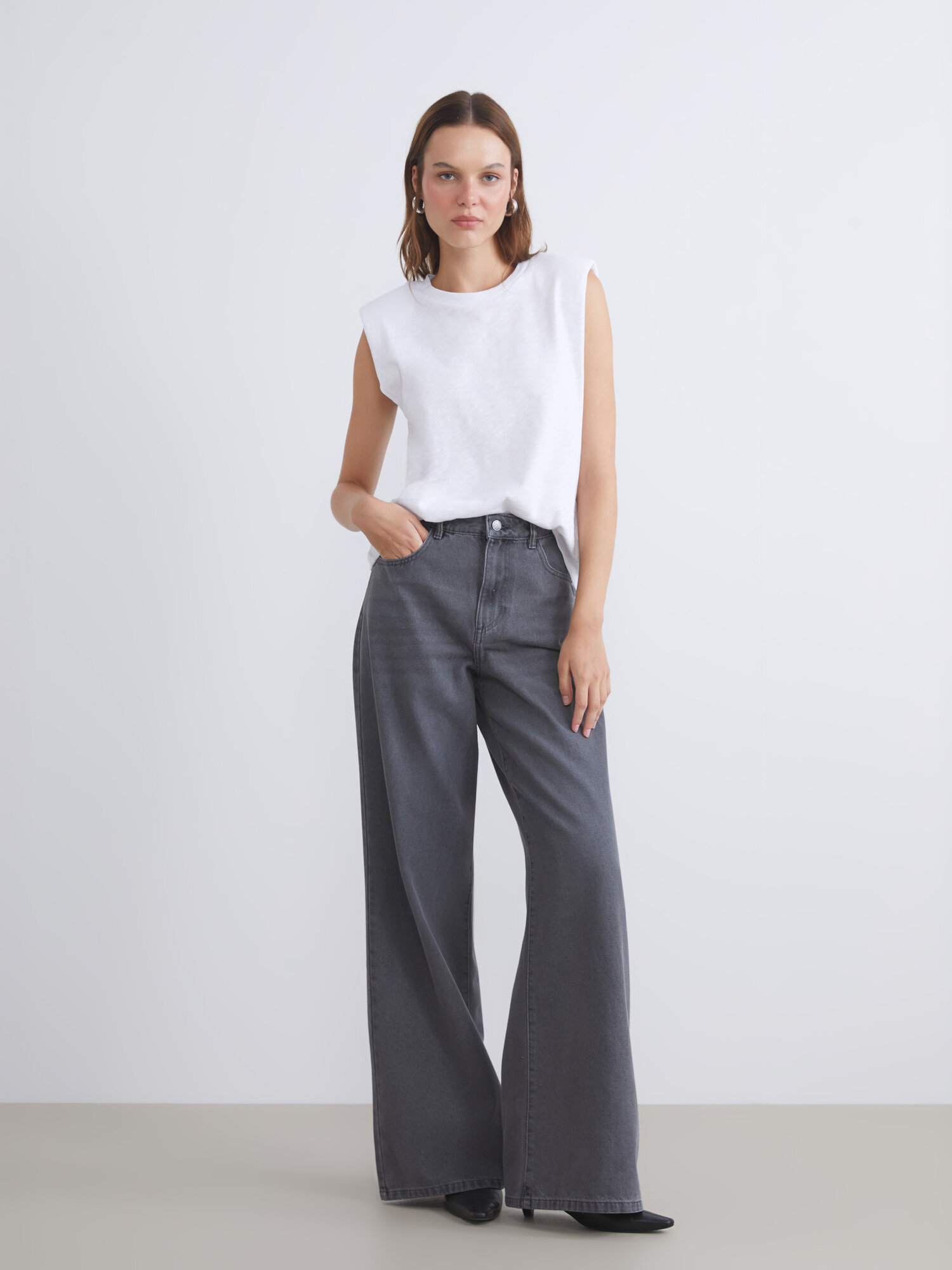 Джинсы широкие LC Waikiki, размер 26, серый