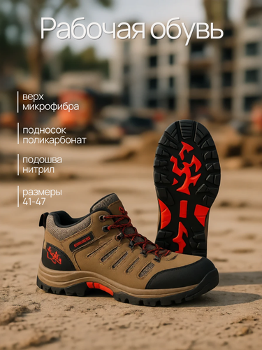 Изображение товара Ботинки рабочие «Скорпион Пионер ПК» (42) спецобувь с поликарбонатным подноском, подошва нитрил