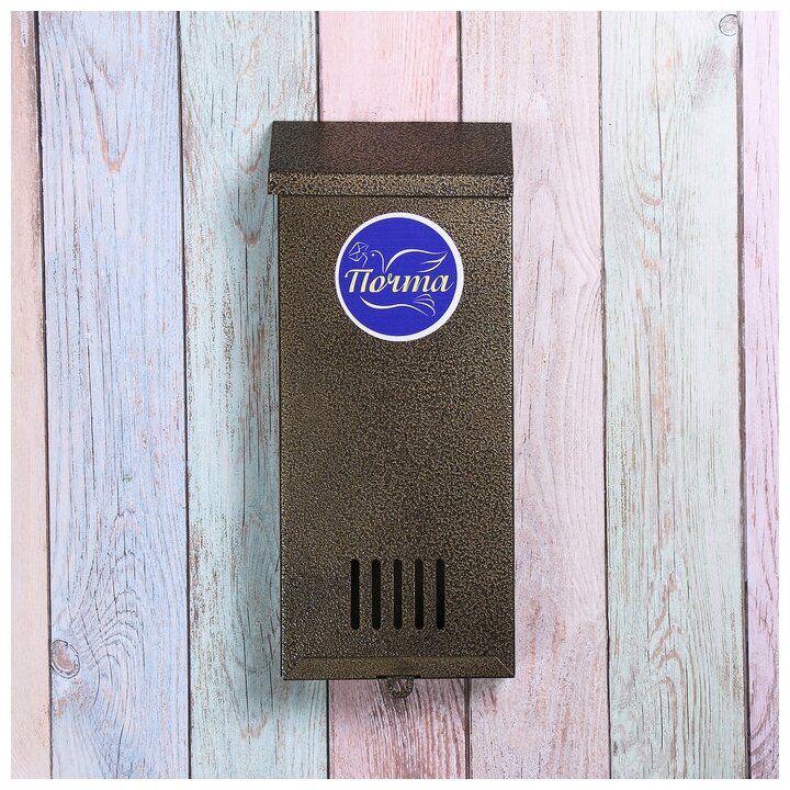 Ящик почтовый без замка (с петлёй), вертикальный, «Узкий», бронзовый - фотография № 7