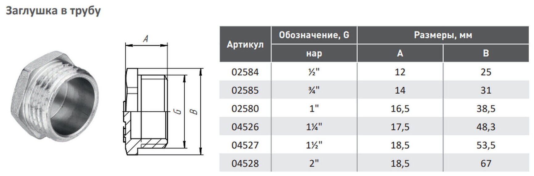 Заглушка 3/4" нар (10 шт)