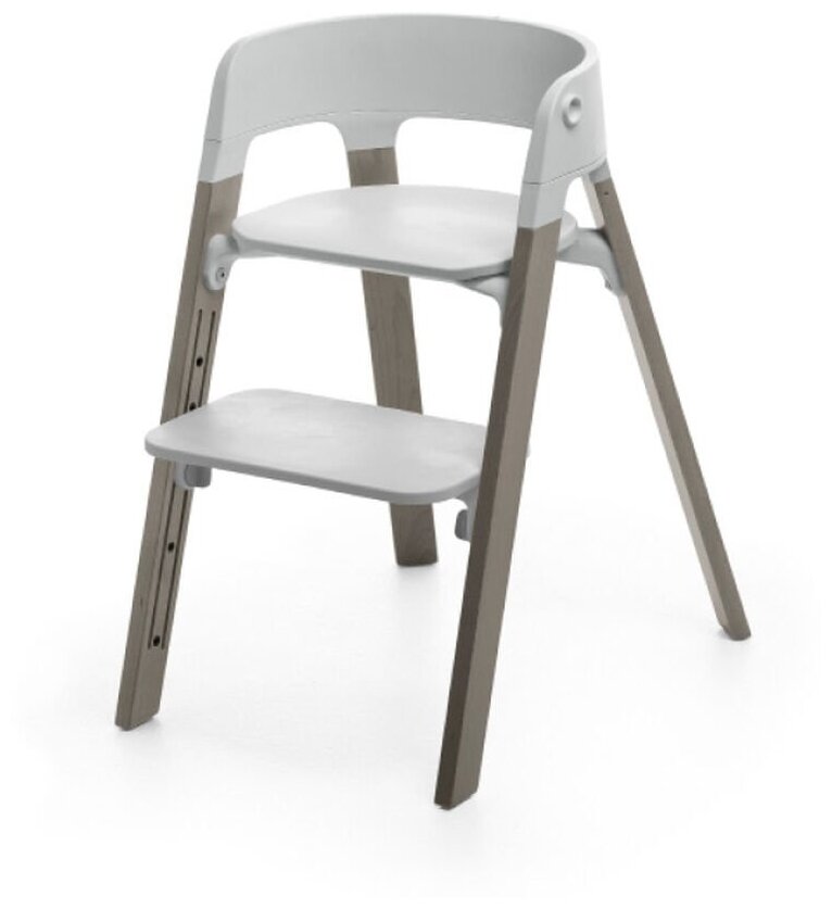 Стульчик Stokke Steps: сидение White, ножки Hazy Grey 349703