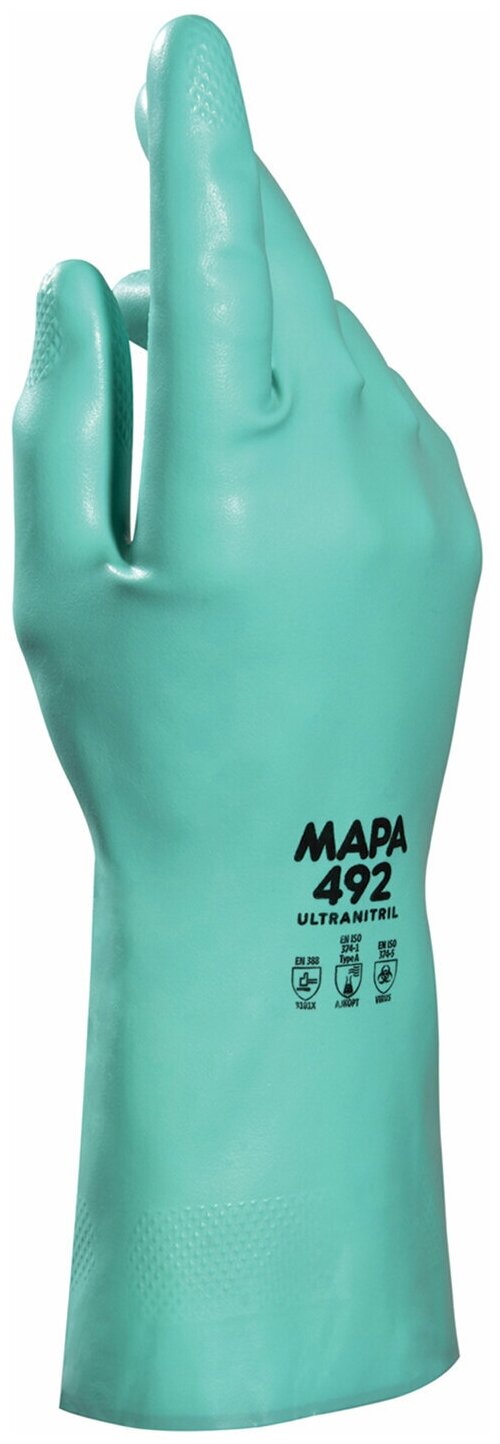 Перчатки нитриловые MAPA Ultranitril 492 хлопчатобумажное напыление размер 7 (S) зеленые