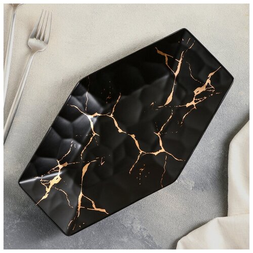 Блюдо «Марбл», 31×18,5 см, цвет чёрный