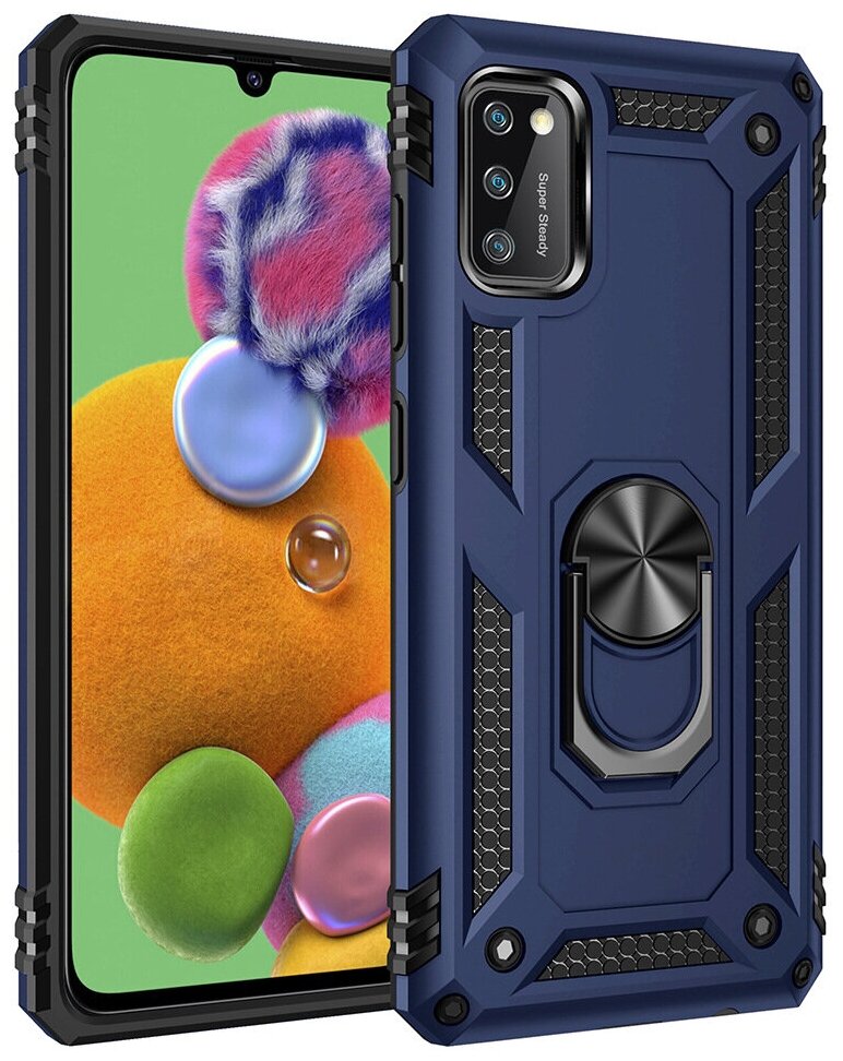 Чехол-бампер MyPads для Samsung Galaxy A41 SM-A415F (2020) противоударный усиленный ударопрочный синий