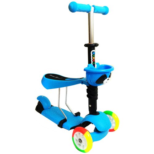 фото Самокат "scooter" 3 в1 (синий, регулируемая ручка, тормоз, сиденье, дл 25 кг) dy-418